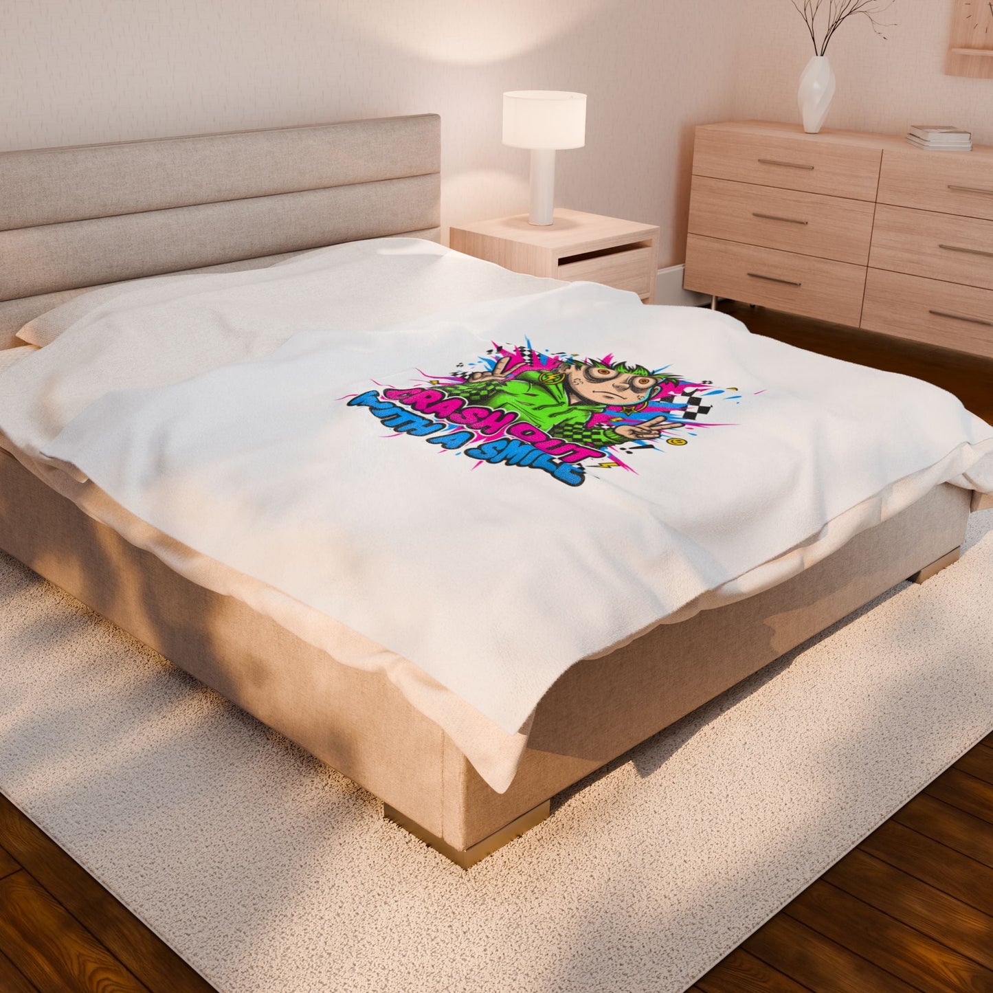 Crash Out With a Smile Velveteen Blanket | Crash Out, Neon Graffiti