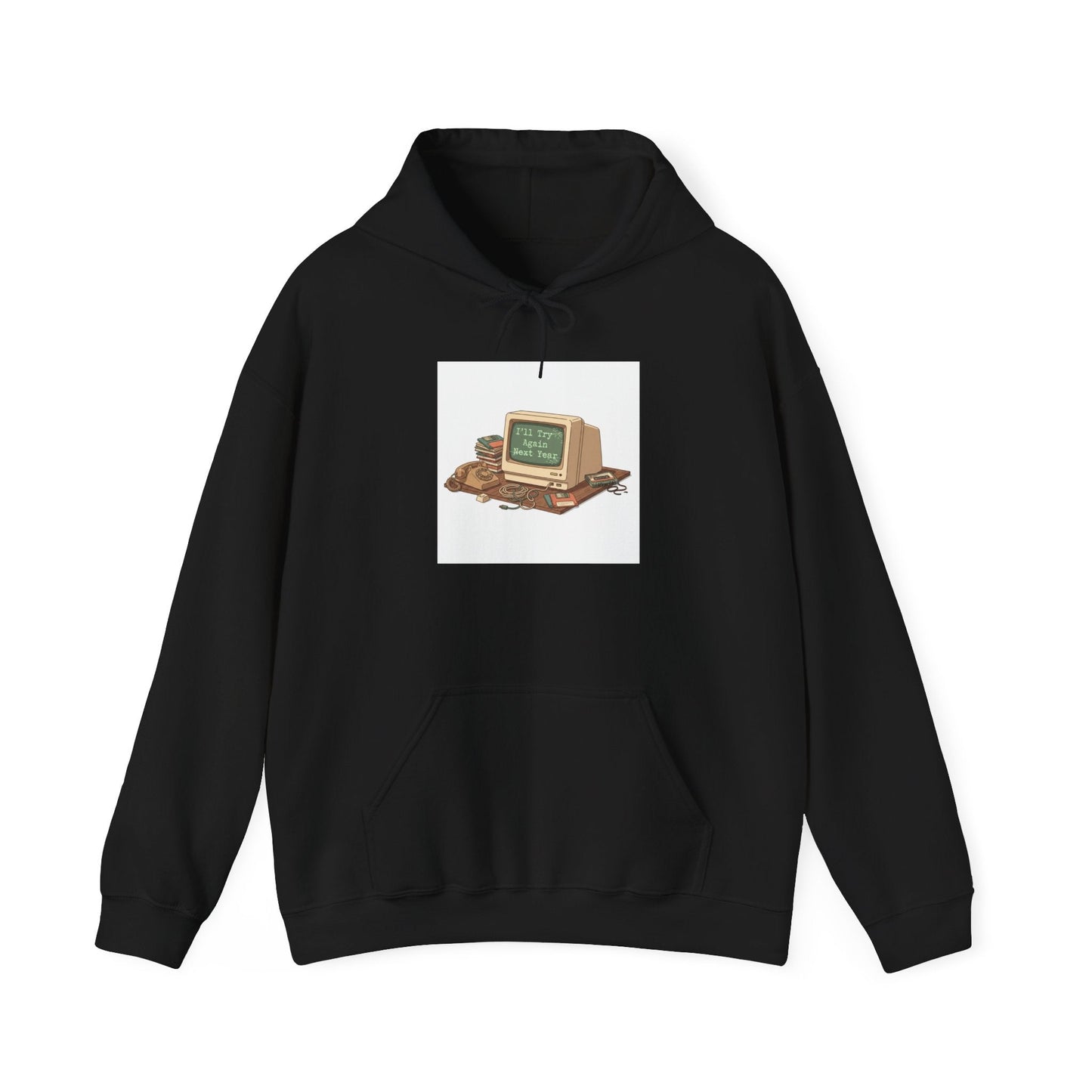 “Resolution Failed” Retro Computer Hoodie | resolution joke shirt, January burnout meme