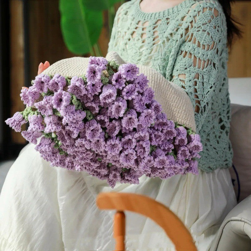 60cm New Creative Rose Bouquet Blanket (Finished), Crocheted Flower Bouquet Gift for Girlfriend