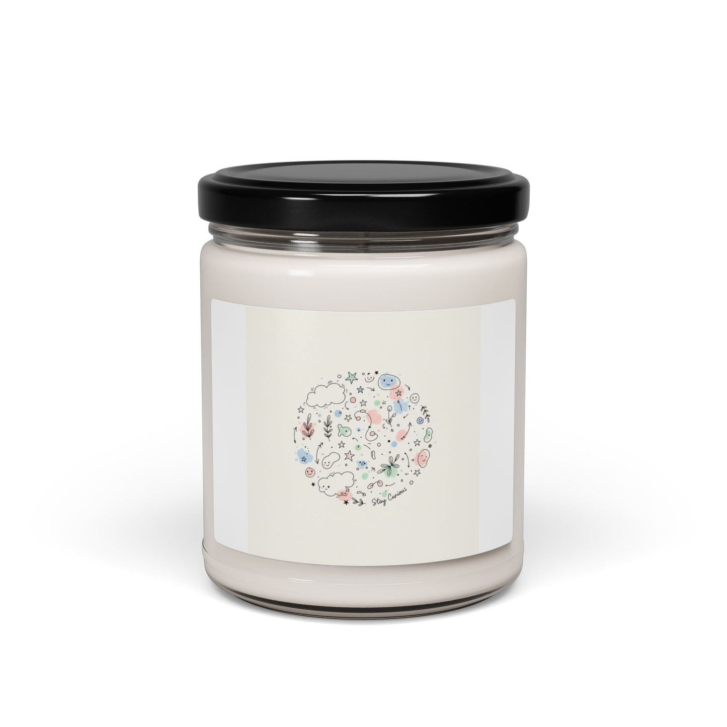 Floral Doodle Line Drawing Candle | Scented Soy 9oz