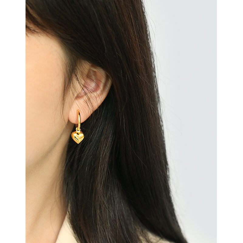 Simple temperament love heart-shaped pendant earrings women's versatile earrings