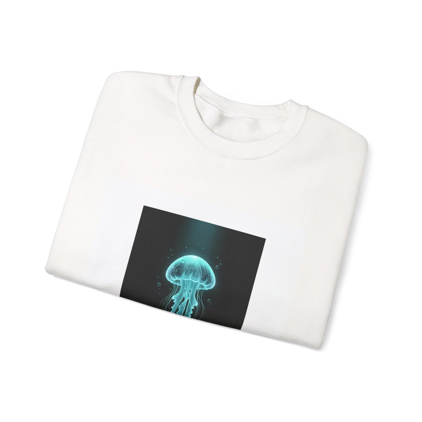Bioluminescent Jellyfish Crewneck Sweatshirt | neon jelly print, deep-sea aesthetic