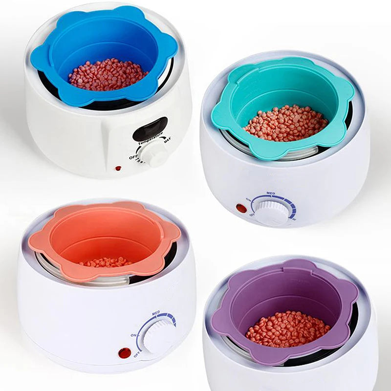 Wax Warmer Heat-resisting Replacement Silicone Bowls Hair Removal Wax With Stirring Stick Non-Stick Pan Hair Removal Tool