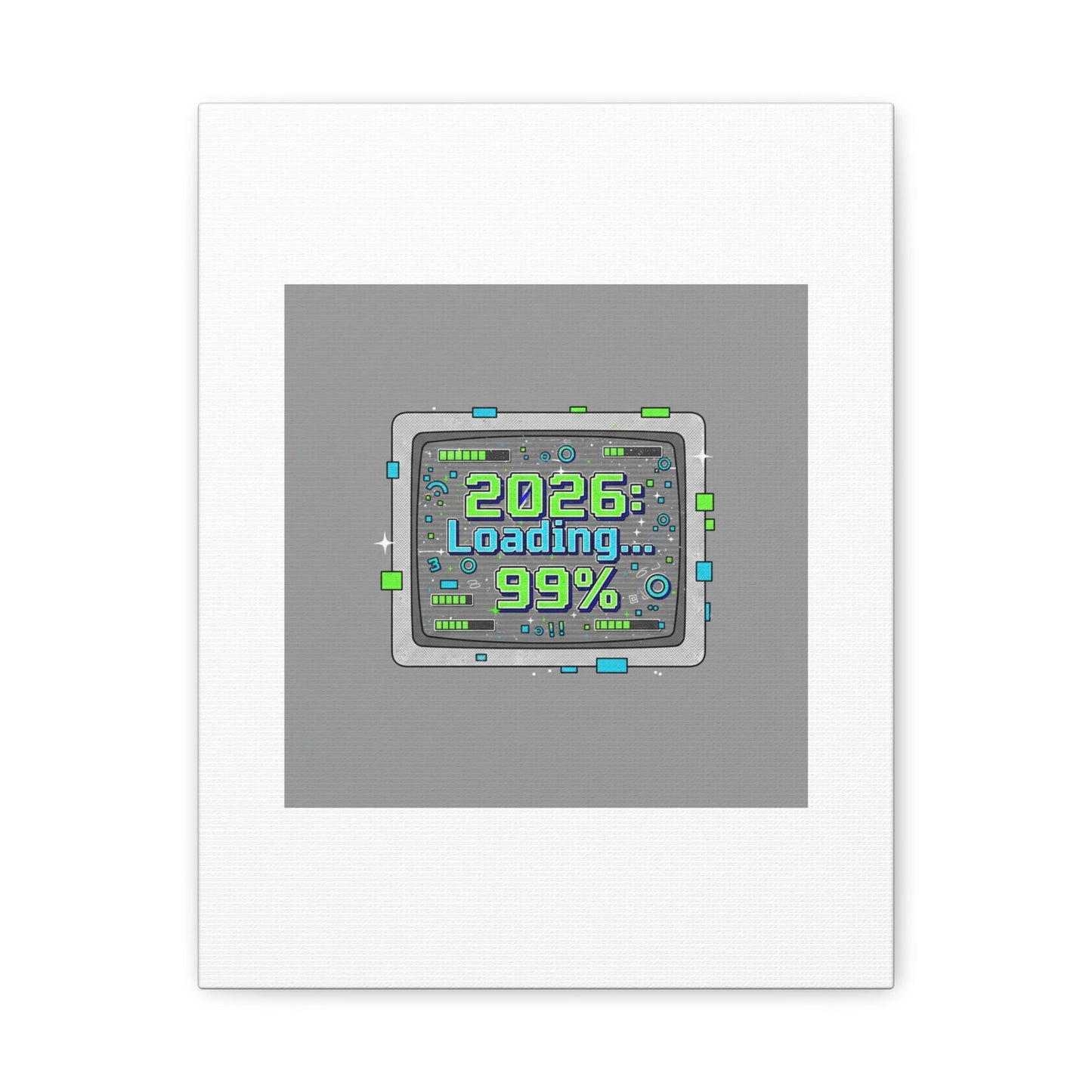 2026 Loading 99% Canvas | NYE countdown, retro system interface