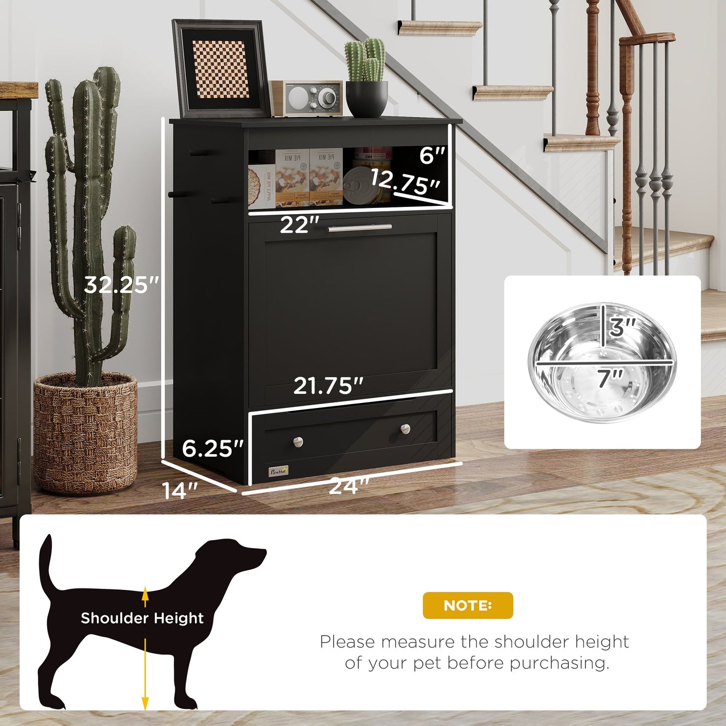 Pet Feeder Station Storage Cabinet, Dog Food Storage Container with