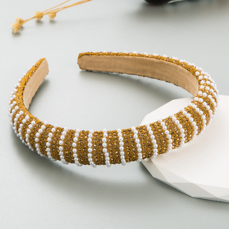 New Full Diamond Headband Pearl Rhinestone Fashion Headband Versatile Hair Accessories For Going Out