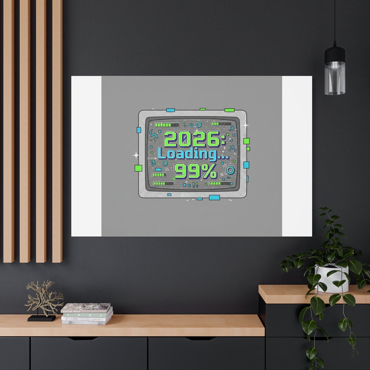 2026 Loading 99% Canvas | NYE countdown, retro system interface