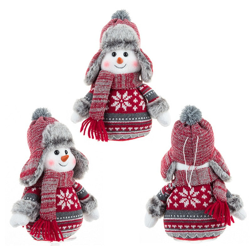 Doll Lei Feng Hat Scarf Snowman Doll Window Display Cute Christmas Snowman Cloth Doll
