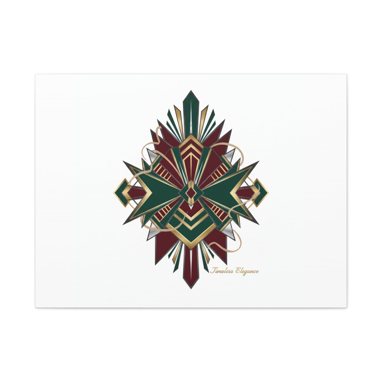 Art Deco geometric brass print Canvas | Neo-Deco chrome & gold fan motif