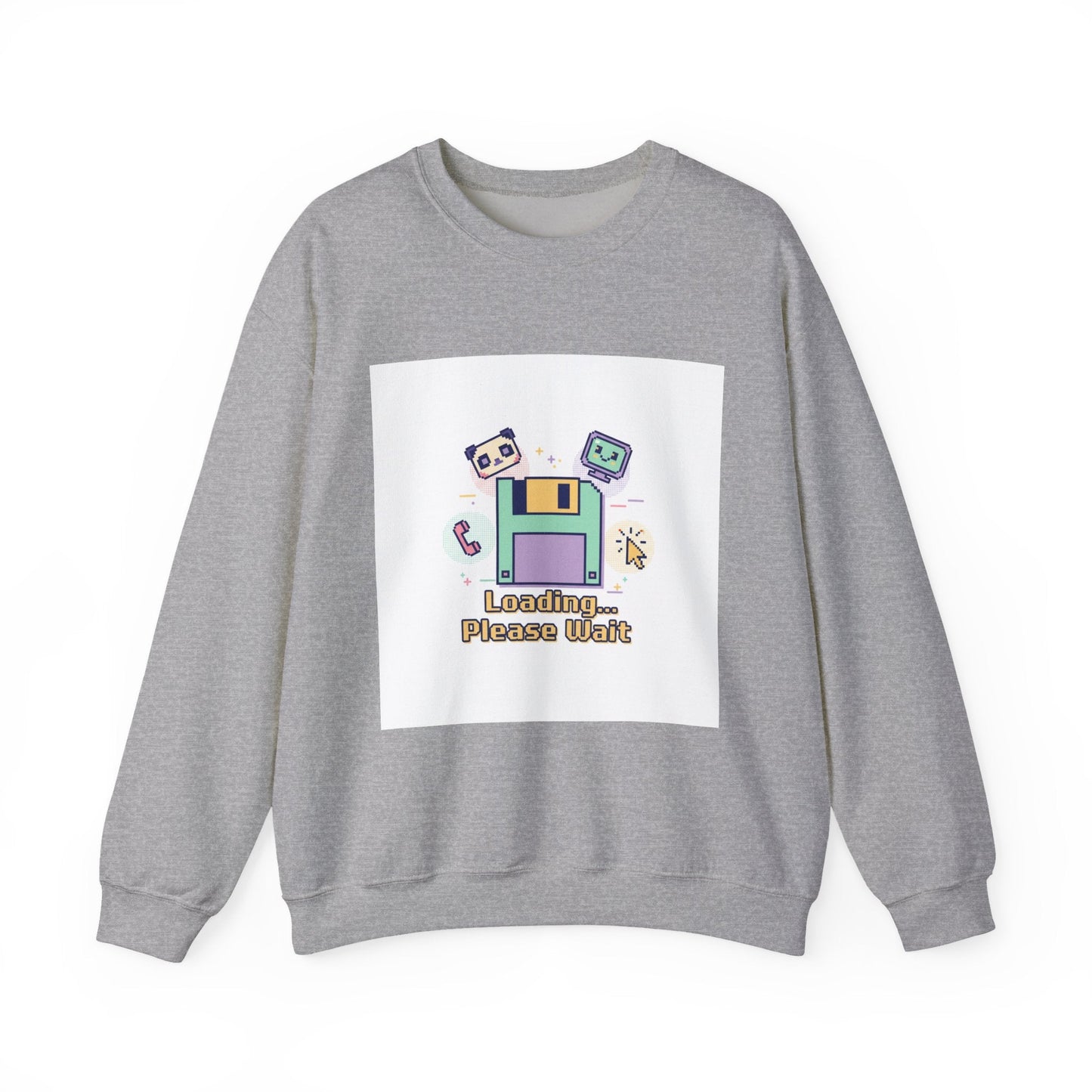 Loading Please Wait Crewneck Sweatshirt | Old Internet Aesthetic, pixel art retro web