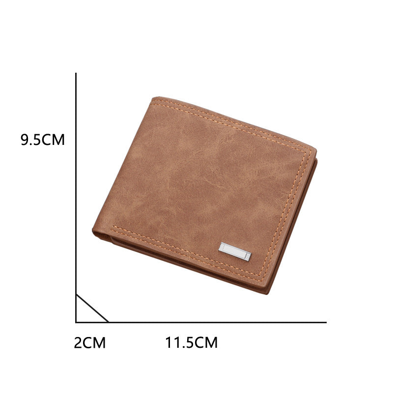 Men's wallet short wallet leather wallet multiple card slots can hold driver's license retro