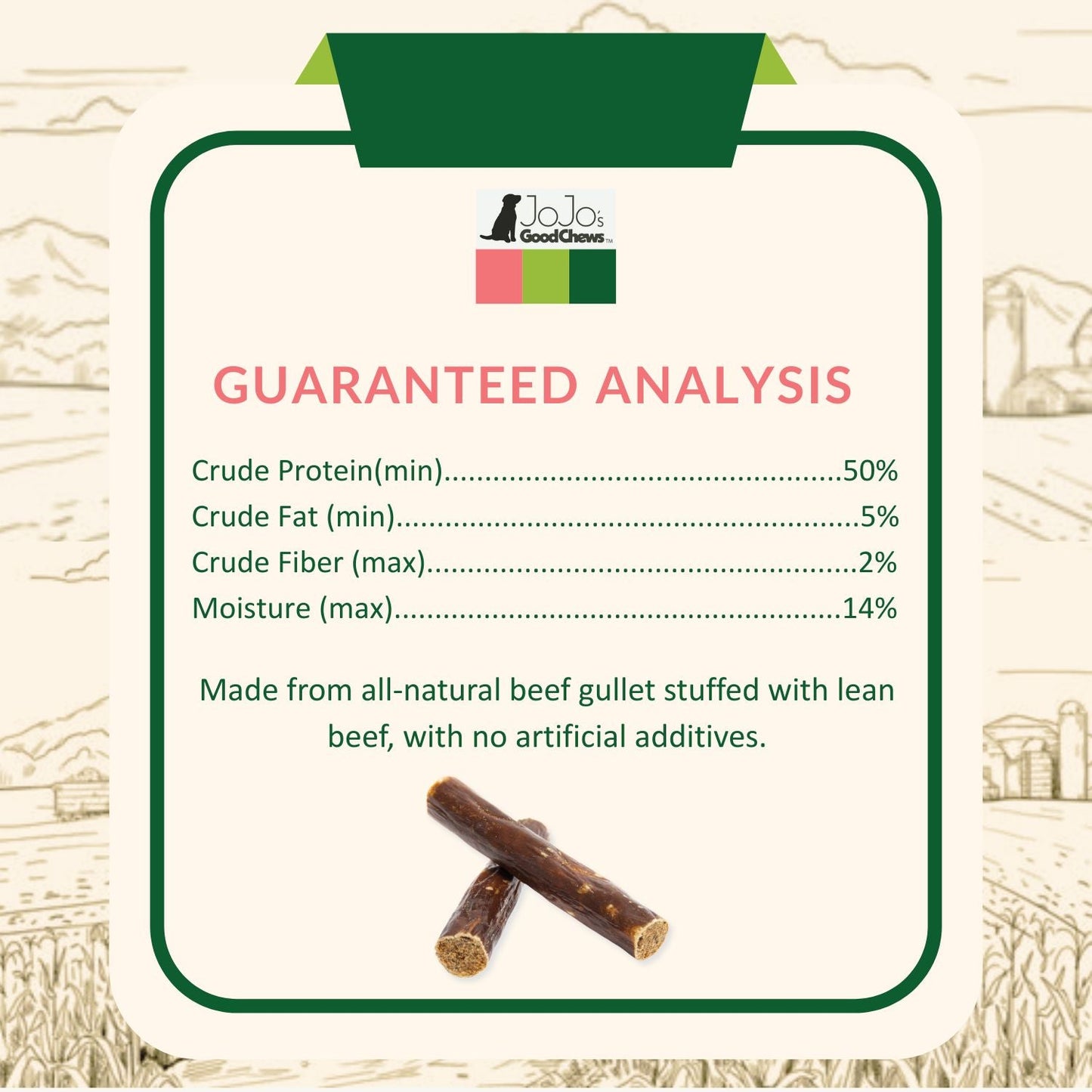 All-Natural Beef Stuffed Gullet Dog Treats – Protein-Packed Chews – 6 Inches (25/Case)