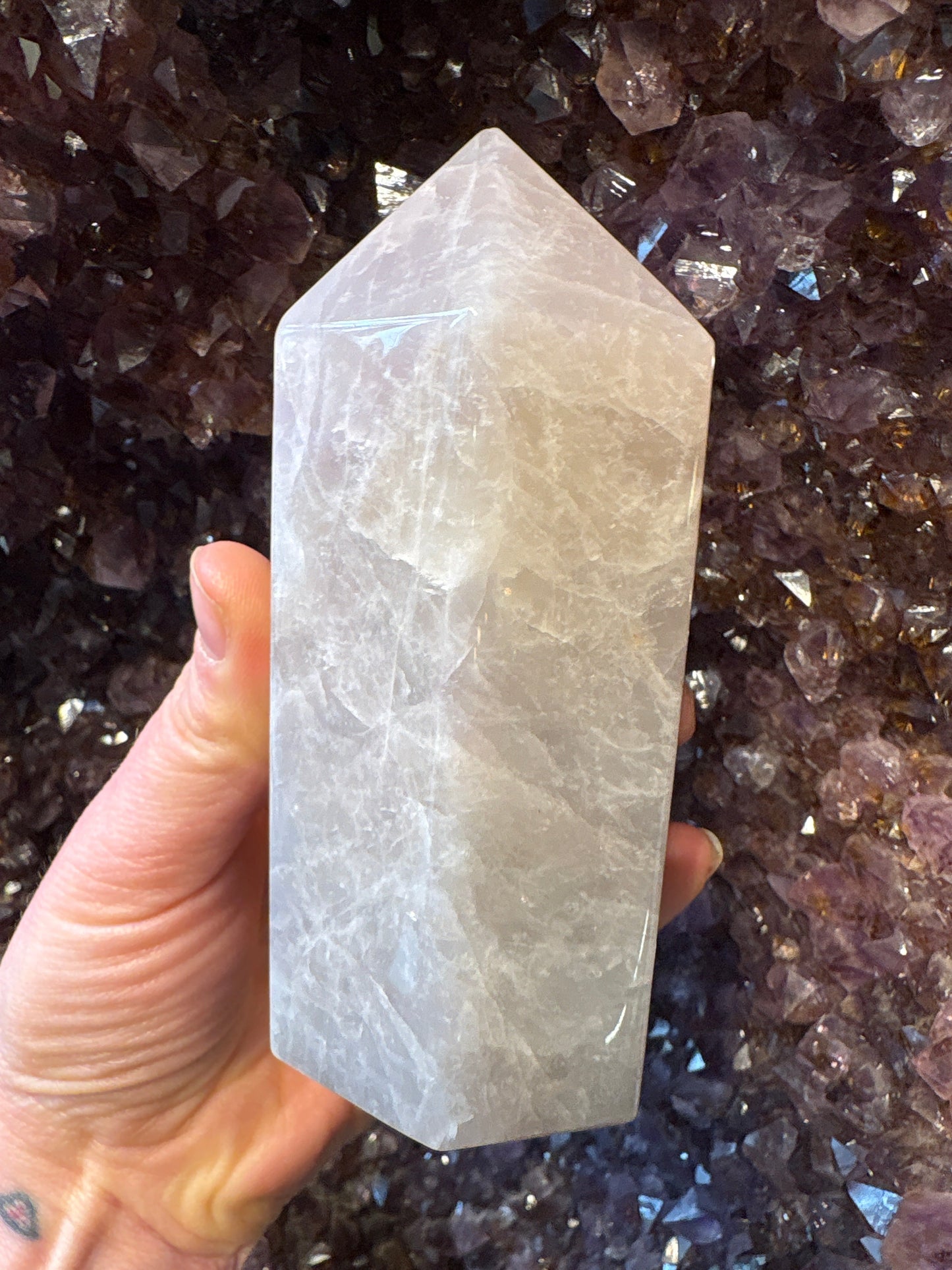 Lavender Rose Quartz tower 4.5-5 iches tall