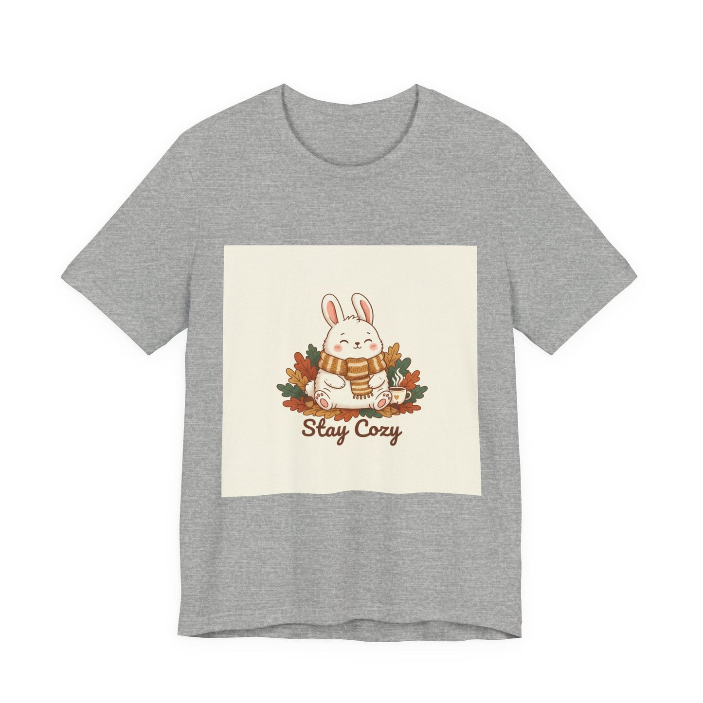 Stay Cozy Bunny T-Shirt | cute animal illustration, winter forest art