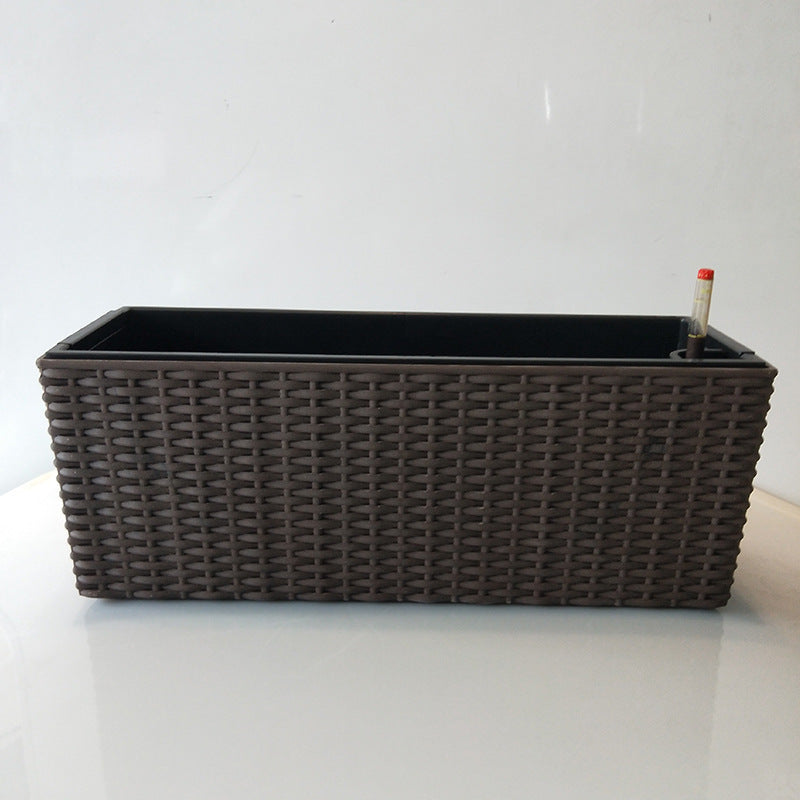 Balcony Rattan Long Flower Pot Automatic Water Feeding Lazy Flower Pot Large Planting Basin
