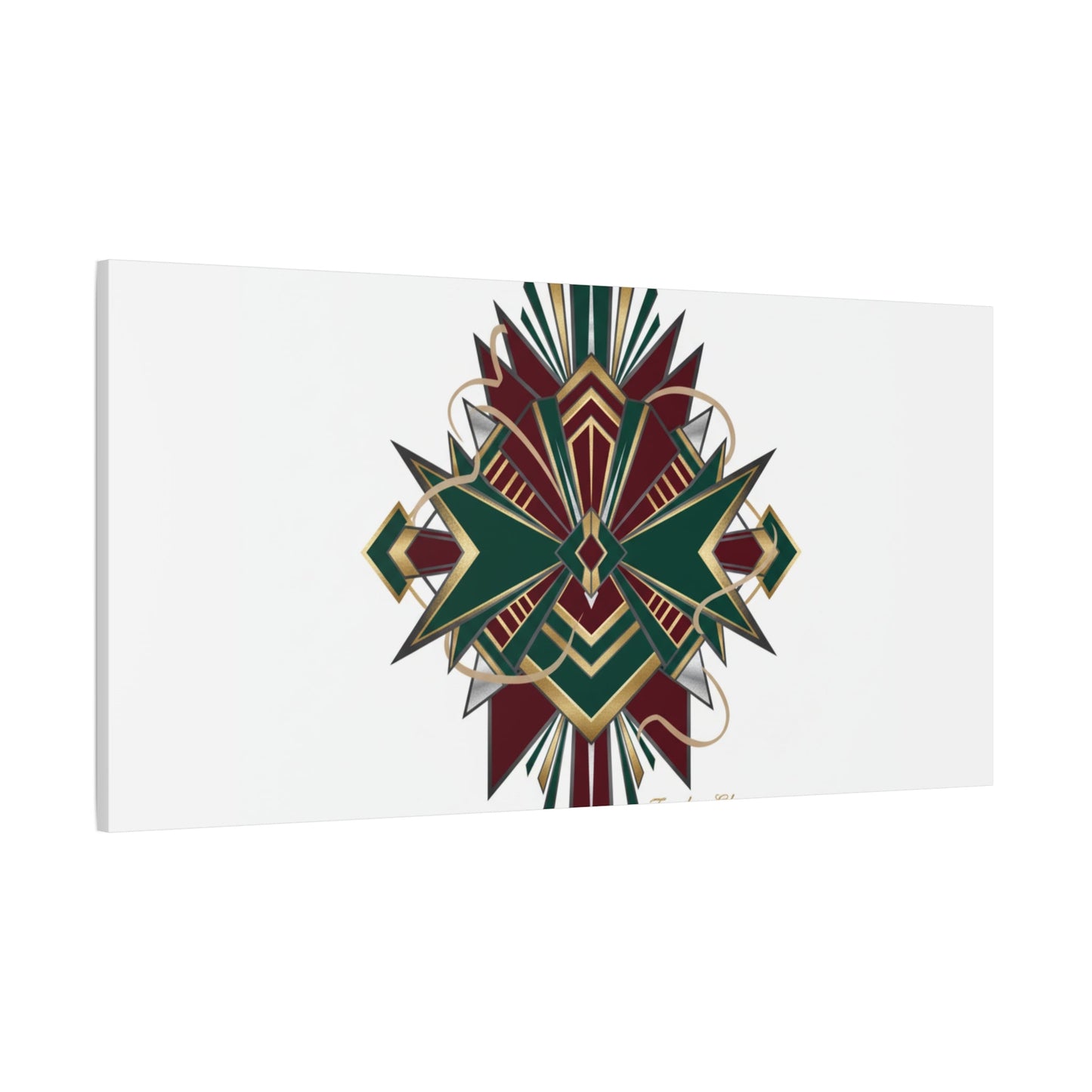 Art Deco geometric brass print Canvas | Neo-Deco chrome & gold fan motif