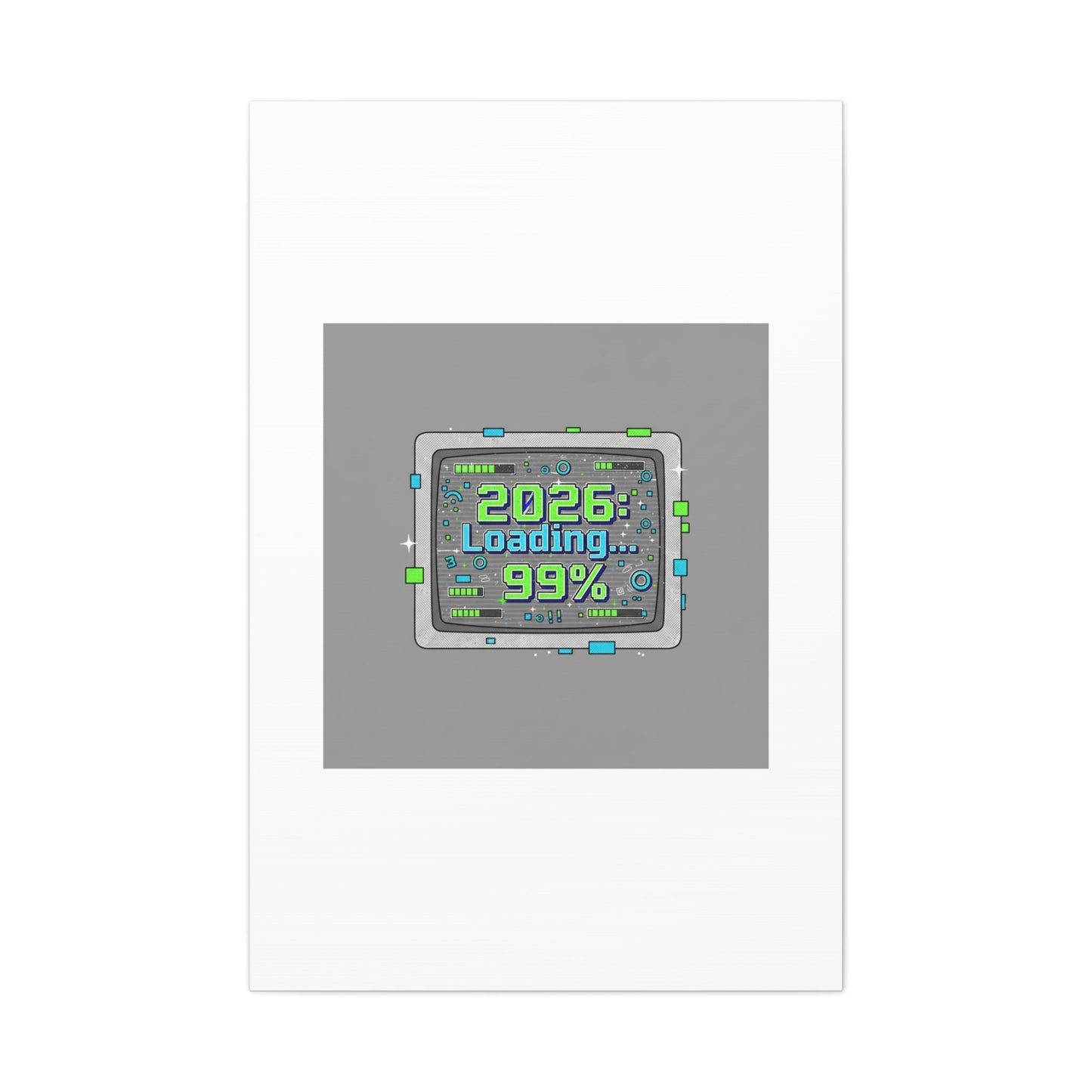 2026 Loading 99% Canvas | NYE countdown, retro system interface