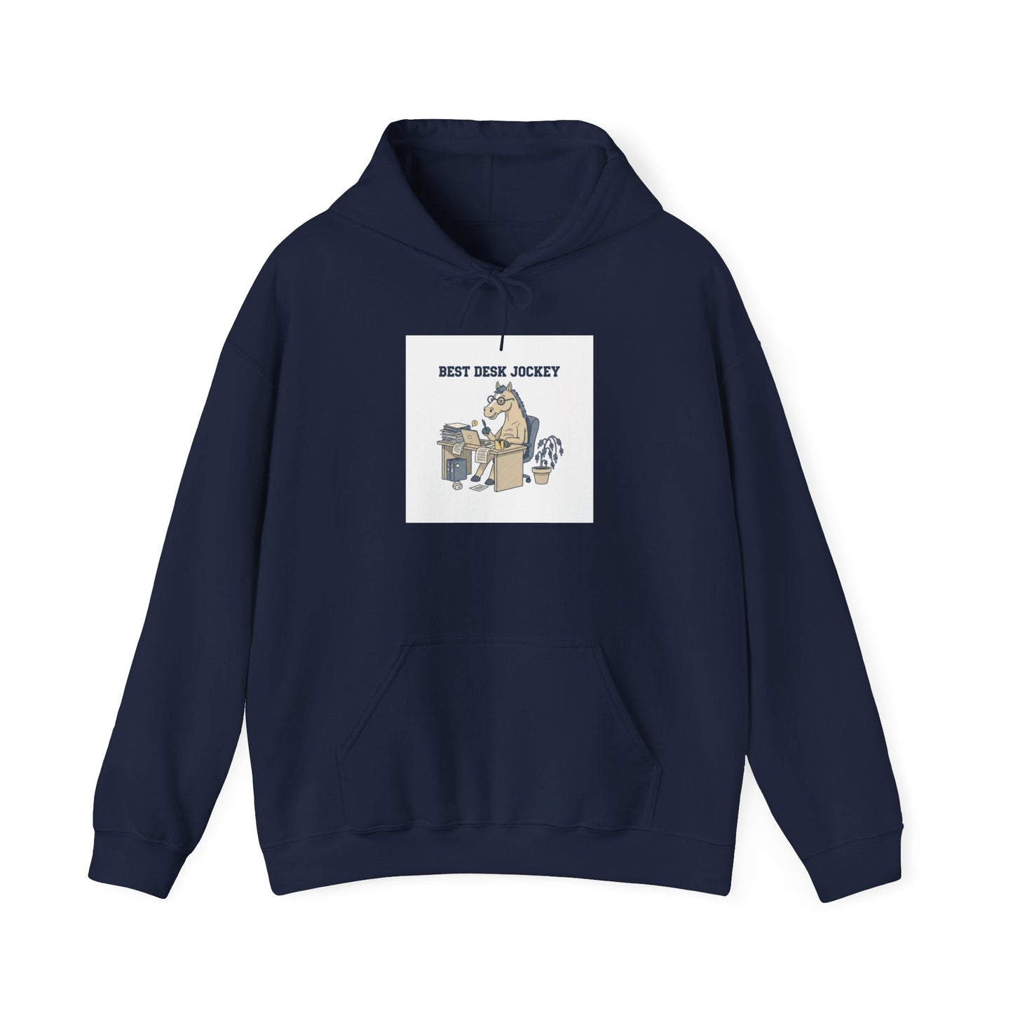 Work Horse Jockey Hoodie | corporate burnout parody, office horse design