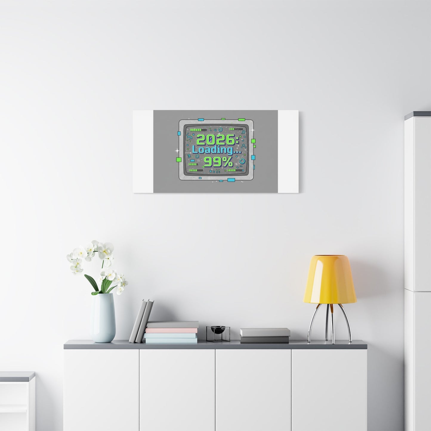 2026 Loading 99% Canvas | NYE countdown, retro system interface