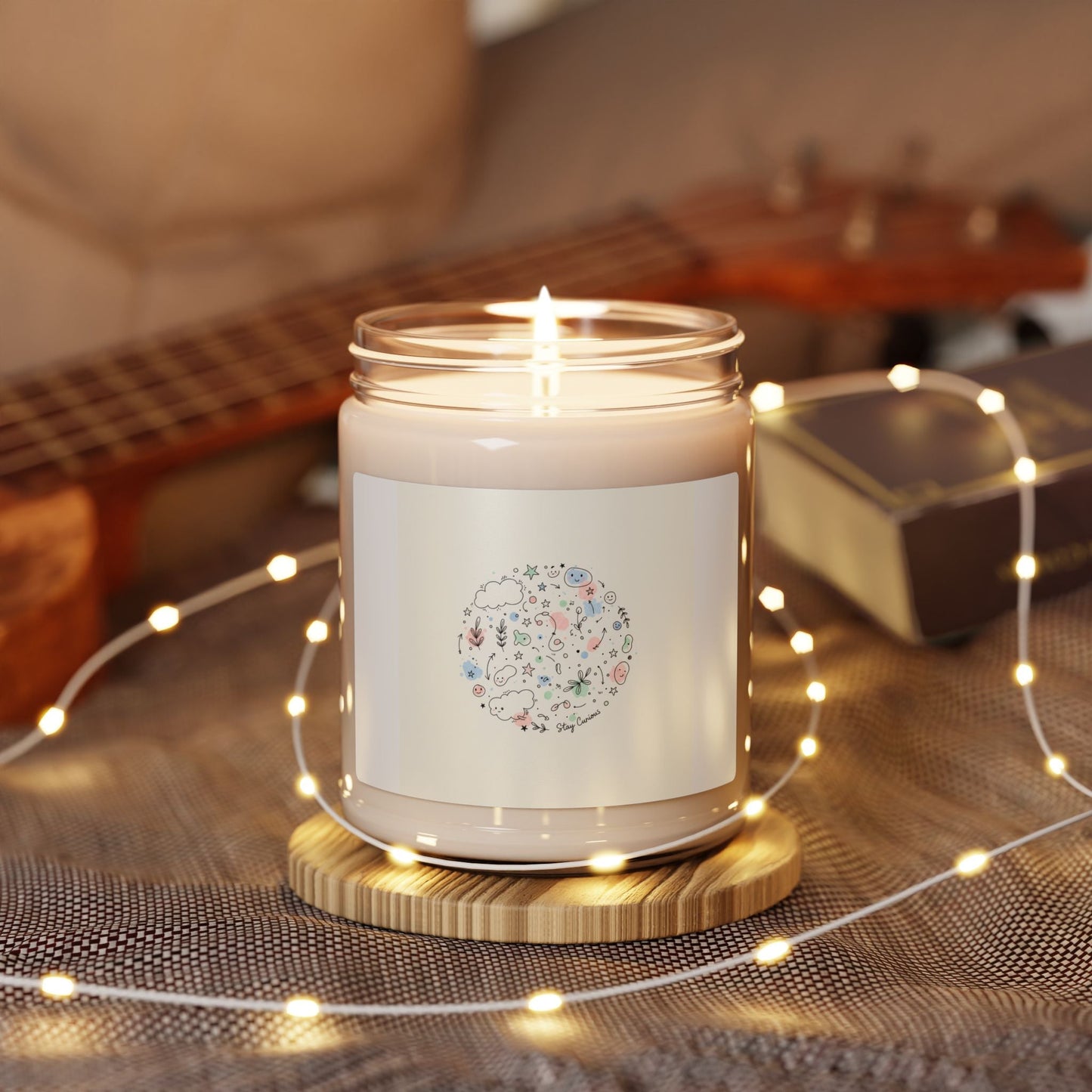 Floral Doodle Line Drawing Candle | Scented Soy 9oz