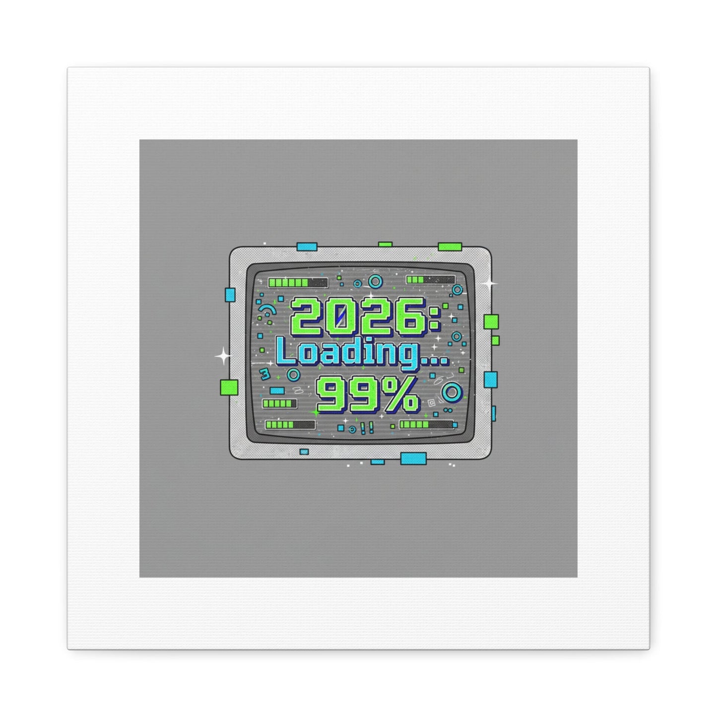 2026 Loading 99% Canvas | NYE countdown, retro system interface