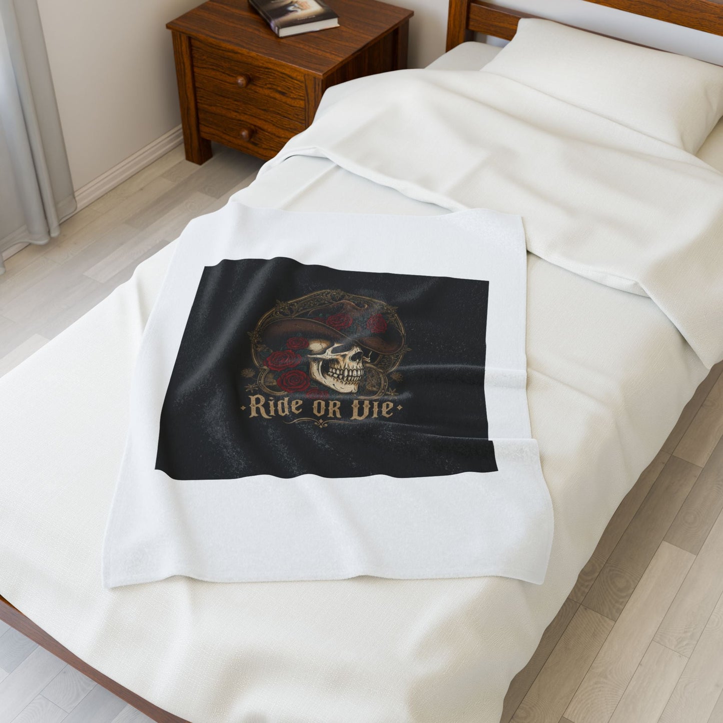 Ride or Die Skull Blanket | Western-Gothic, cowboy skull art, gothic Americana