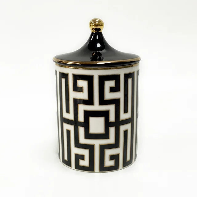 Gold Plated Stripe Ceramic Storage Jar Home Scented Candle Bottle Wedding Candy Gift Jar Cosmetic Jewelry Storage Bottle Decor