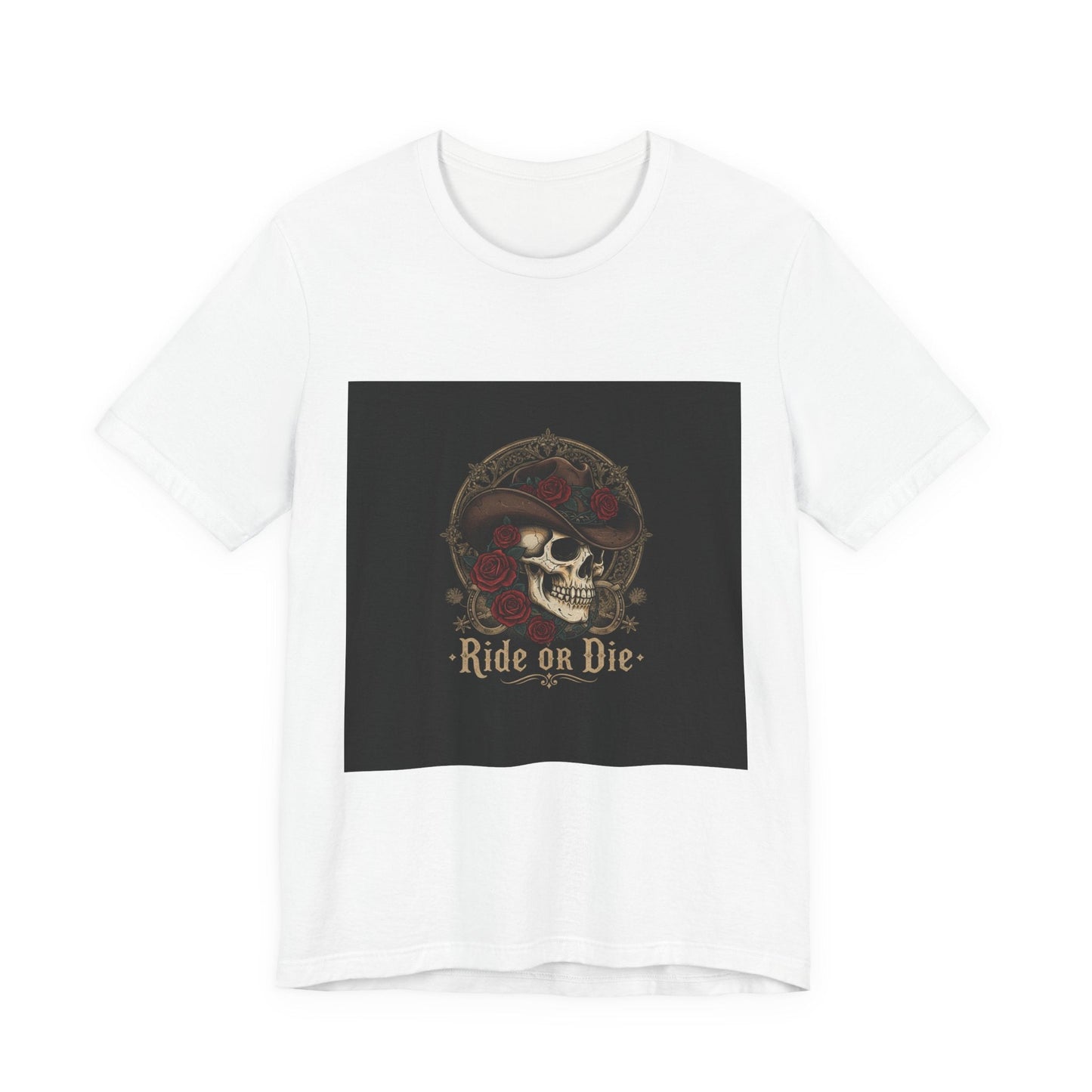 Ride or Die Skull Cowboy Tee | western skull art, gothic Americana