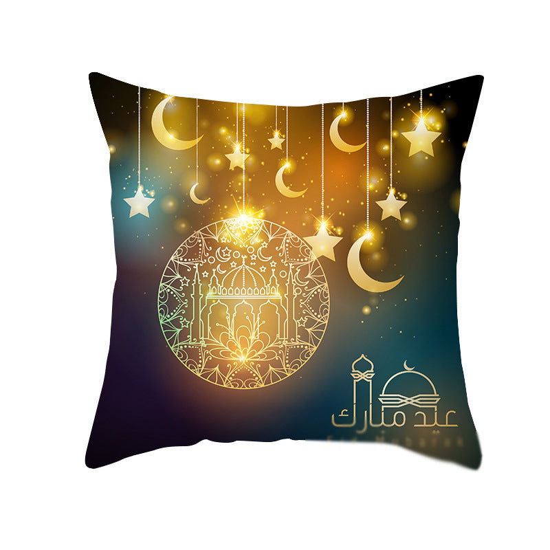 Home Fashion National Style Peach Skin Velvet Printed Cushion Cover
