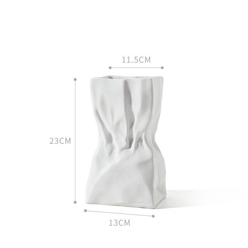 White Ceramic Vase Art Ornaments Living Room Flower Arrangement Decoration