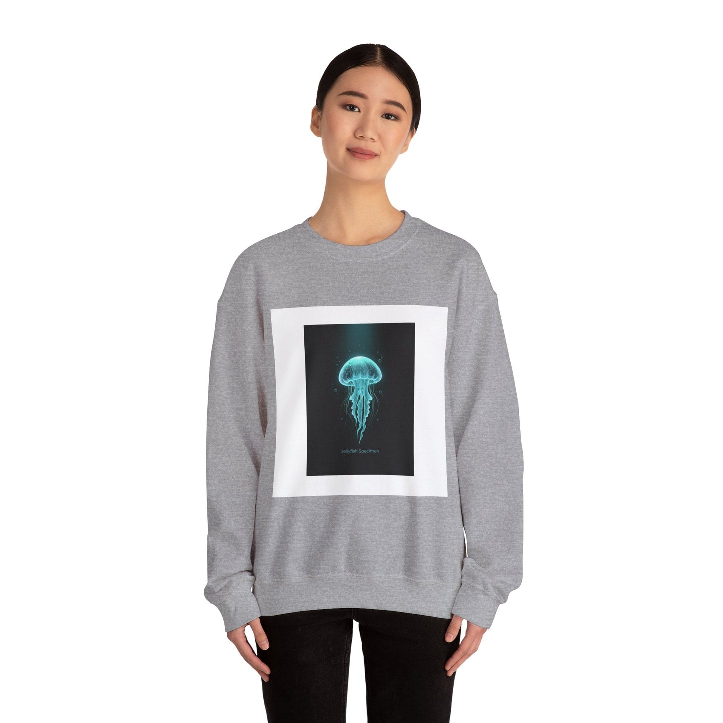 Bioluminescent Jellyfish Crewneck Sweatshirt | neon jelly print, deep-sea aesthetic