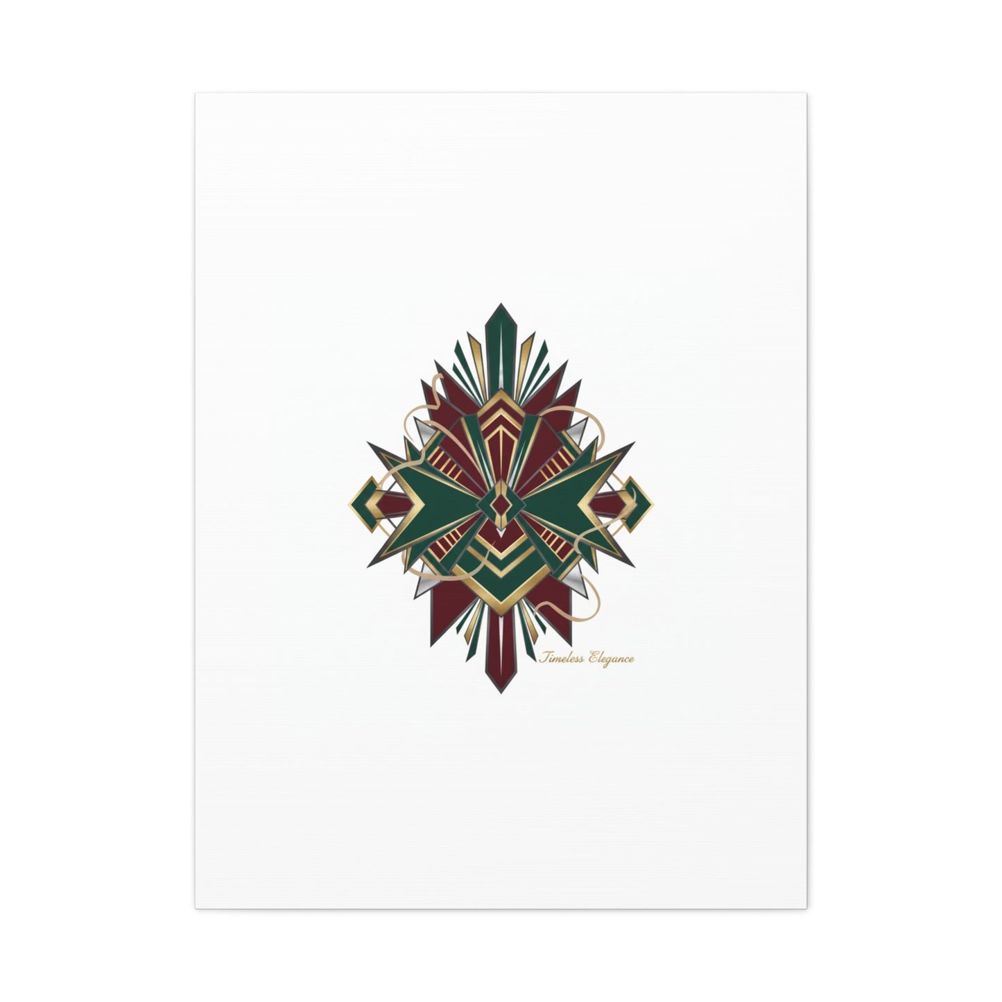 Art Deco geometric brass print Canvas | Neo-Deco chrome & gold fan motif