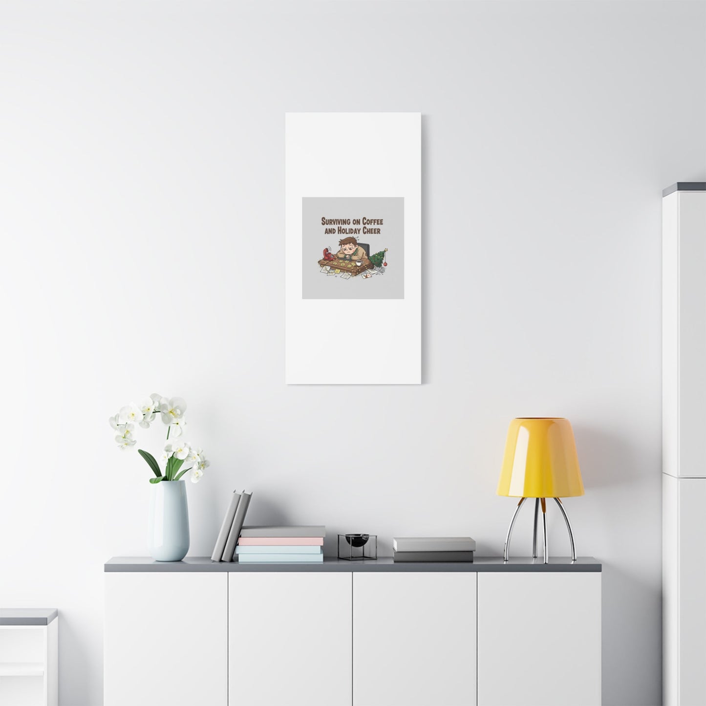 Surviving on Coffee and Holiday Cheer Canvas | Holiday Burnout, Festive But Tired