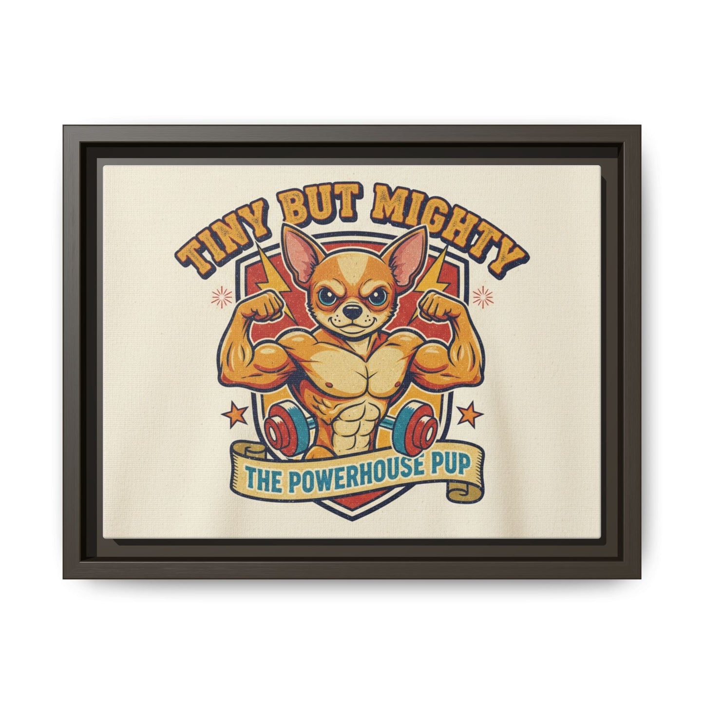 Framed Matte Canvas - "Tiny But Mighty: The Powerhouse Pup"