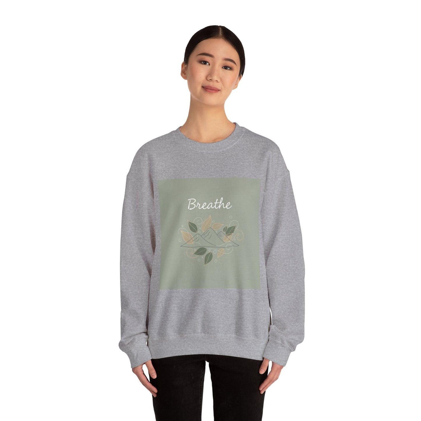 Breathe mountain leaf design Sweatshirt | nature vibes, calming minimal