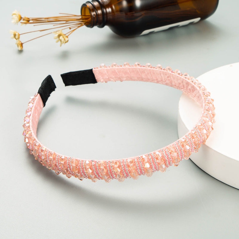 Hand Woven Beaded Headband Female Baroque Beaded Hair Binding Korean Version Net Red Wash Face Hair Accessories
