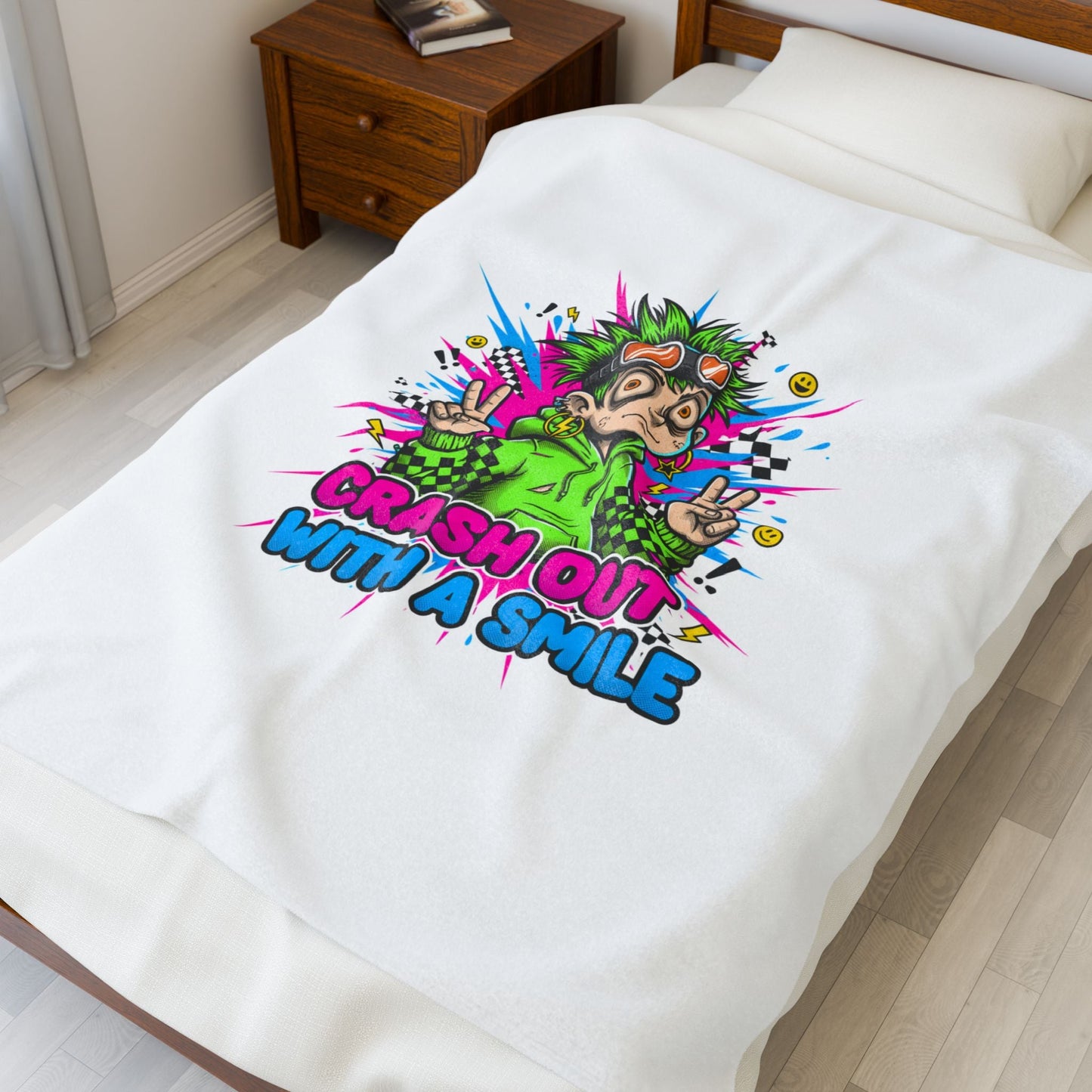 Crash Out With a Smile Velveteen Blanket | Crash Out, Neon Graffiti
