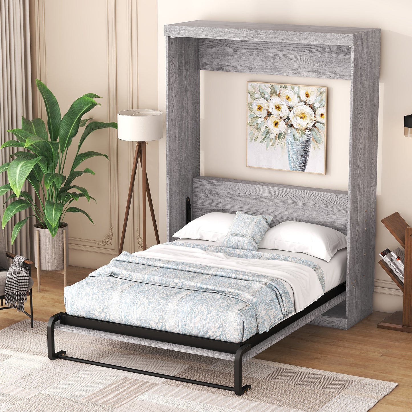 Full Size Murphy Bed, can be Folded into a Cabinet Gray