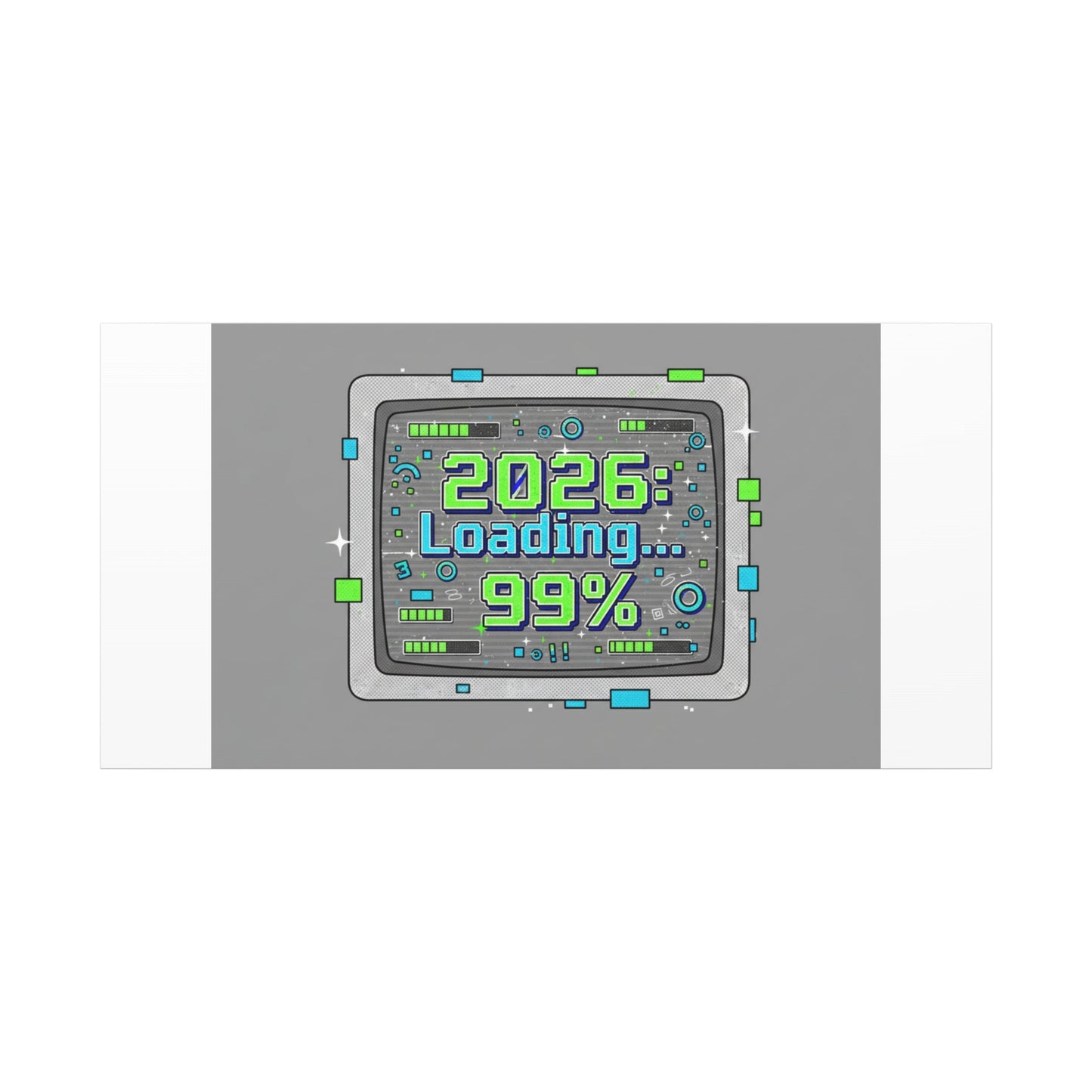 2026 Loading 99% Canvas | NYE countdown, retro system interface