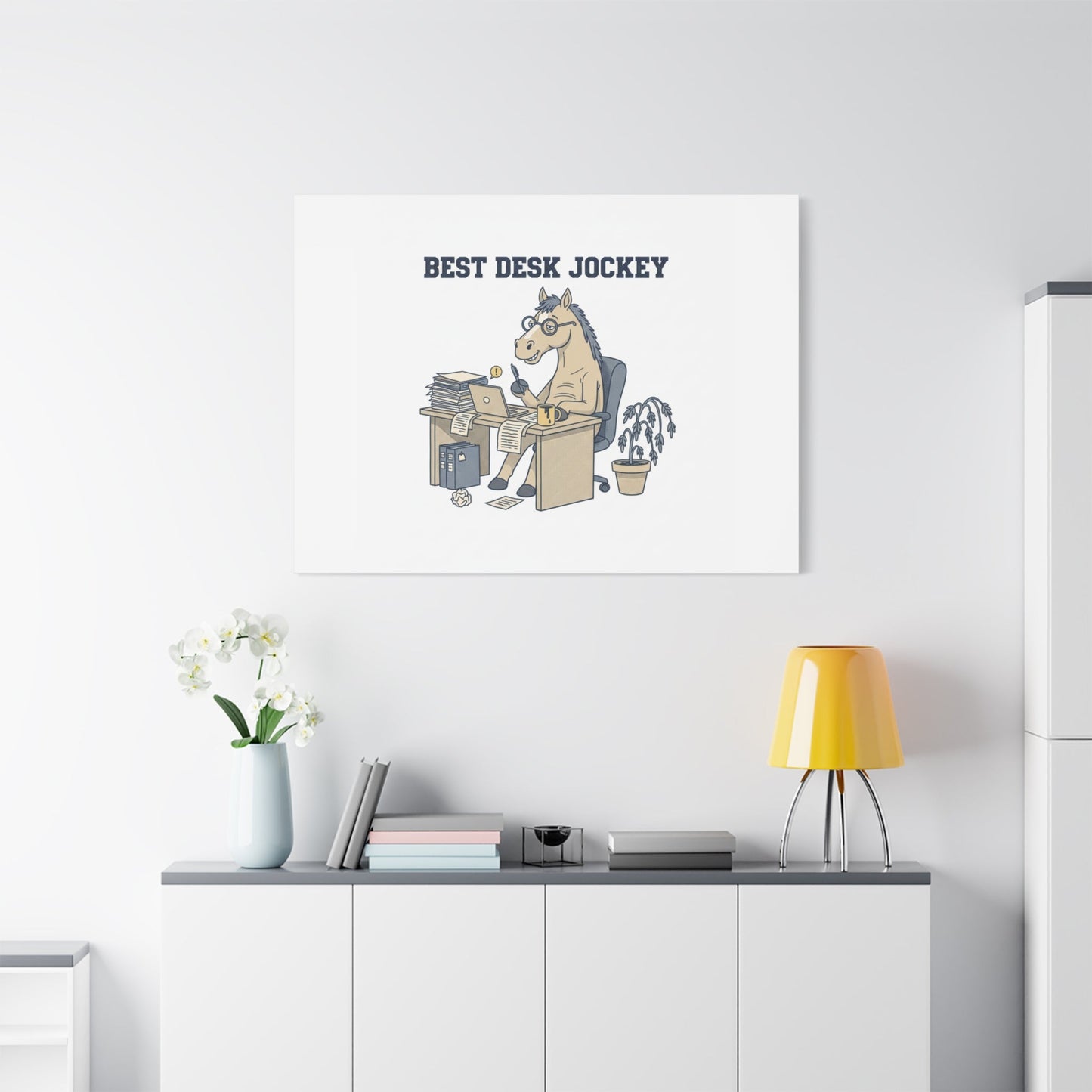 Best Desk Jockey Canvas, Workhorse Office Art | Corporate Burnout Parody