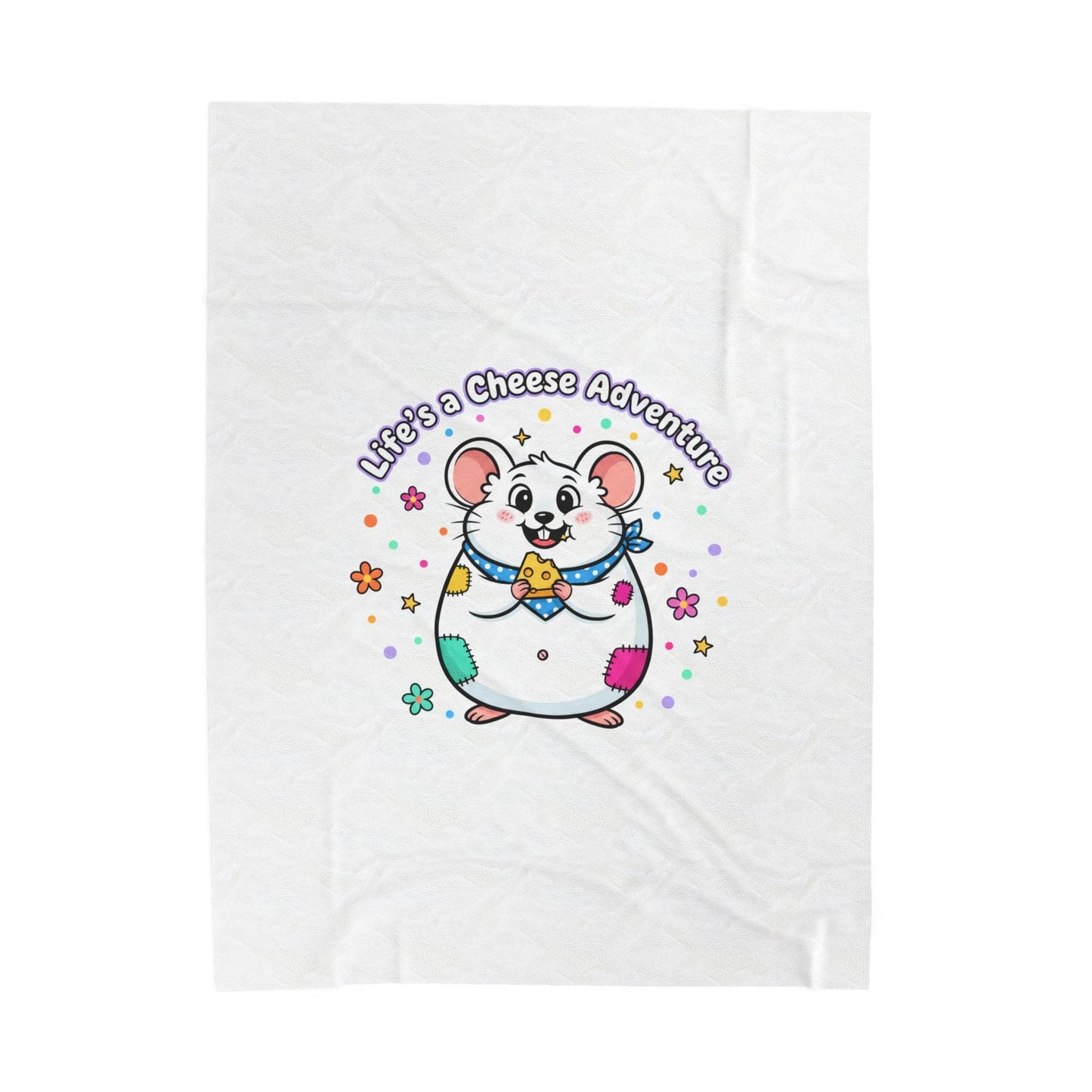 Life's a Cheese Adventure Velveteen Blanket | Rodent-Core, Cute Rat Art