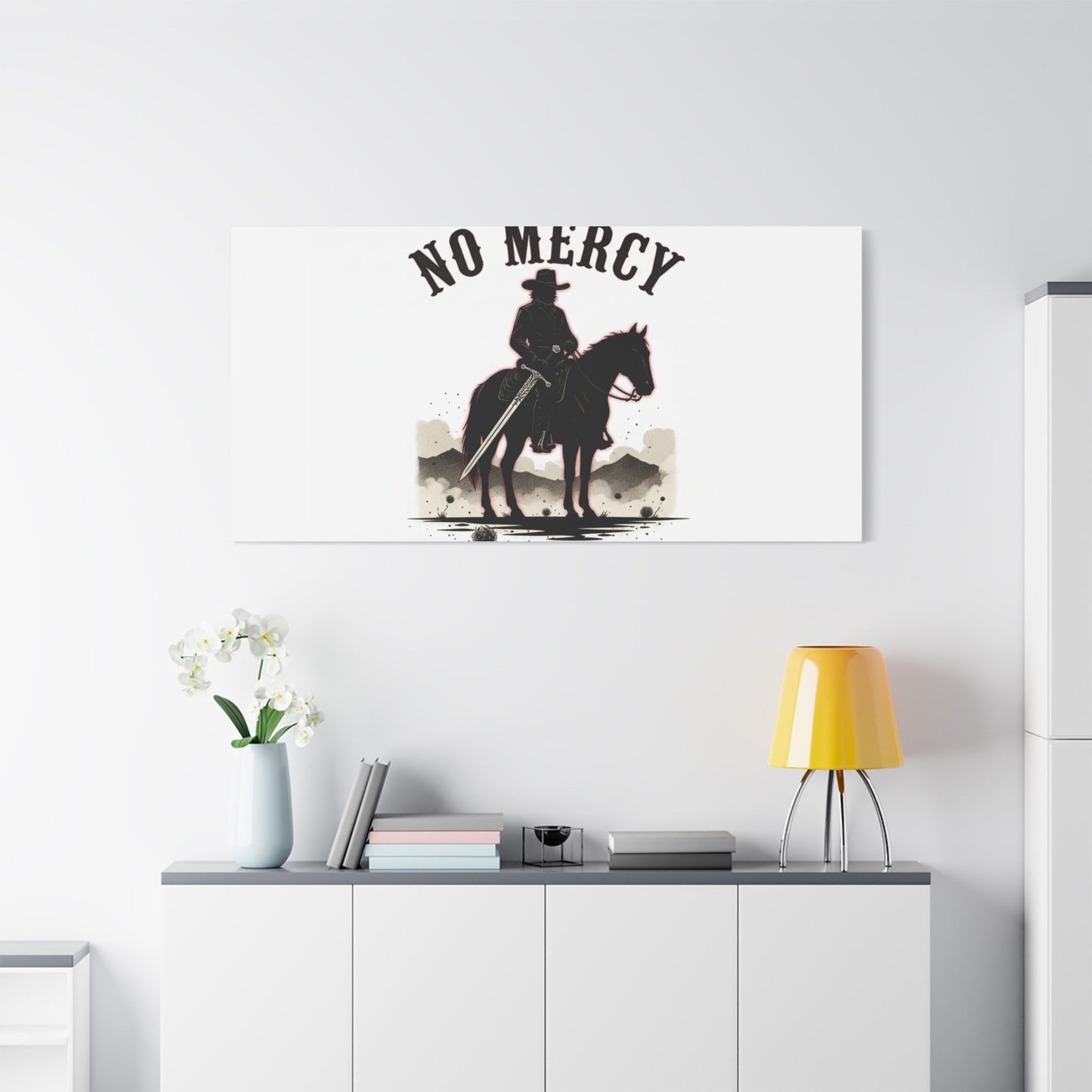 No Mercy Cowboy Skull Canvas | western skull art, gothic Americana