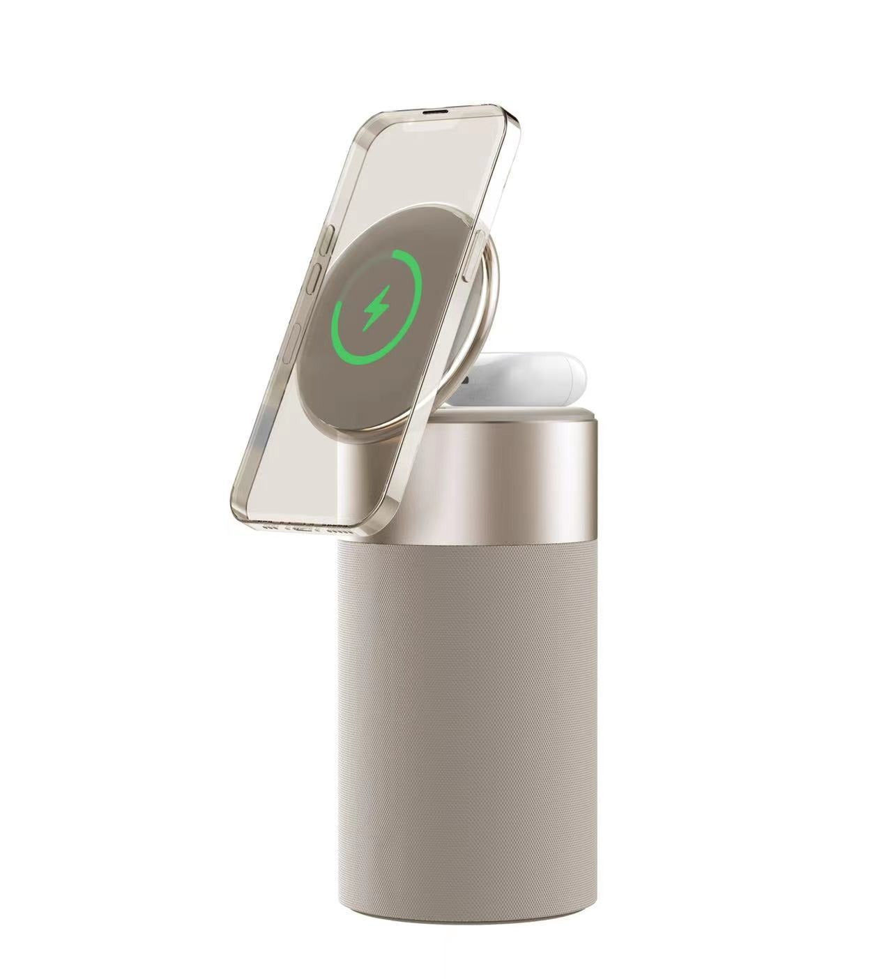 Magnetic wireless charging with Bluetooth speaker, adjustable night light, rechargeable headphones