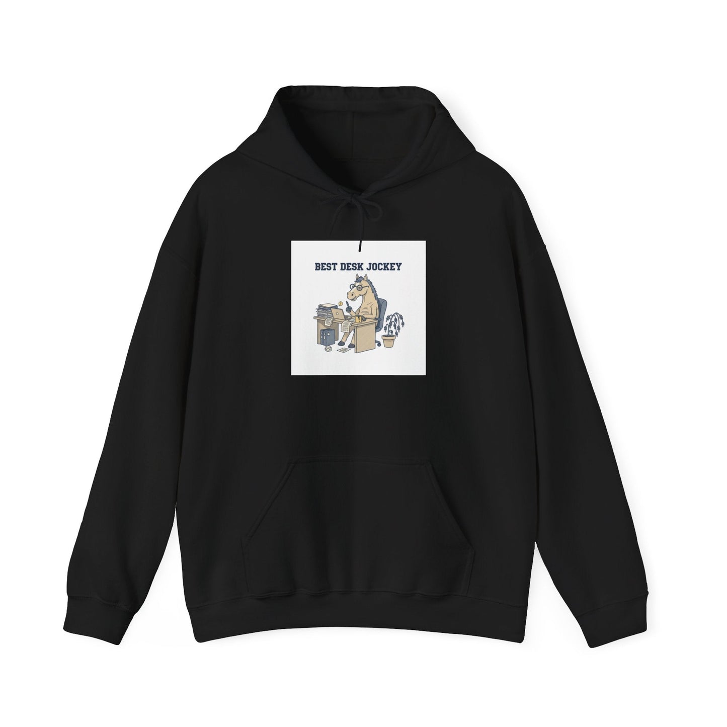 Work Horse Jockey Hoodie | corporate burnout parody, office horse design