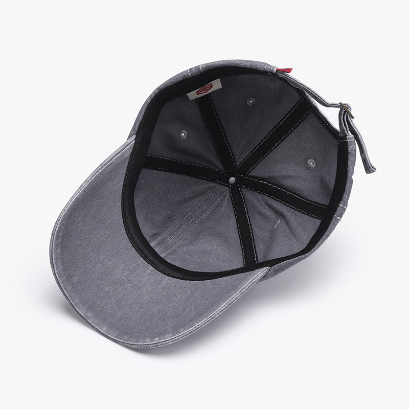Fashionable Outdoor Versatile Curved Brim Letter Embroidery Men's Flat Tongue Hat Show Face Small Washed Women's Simple Baseball Hat Fashion