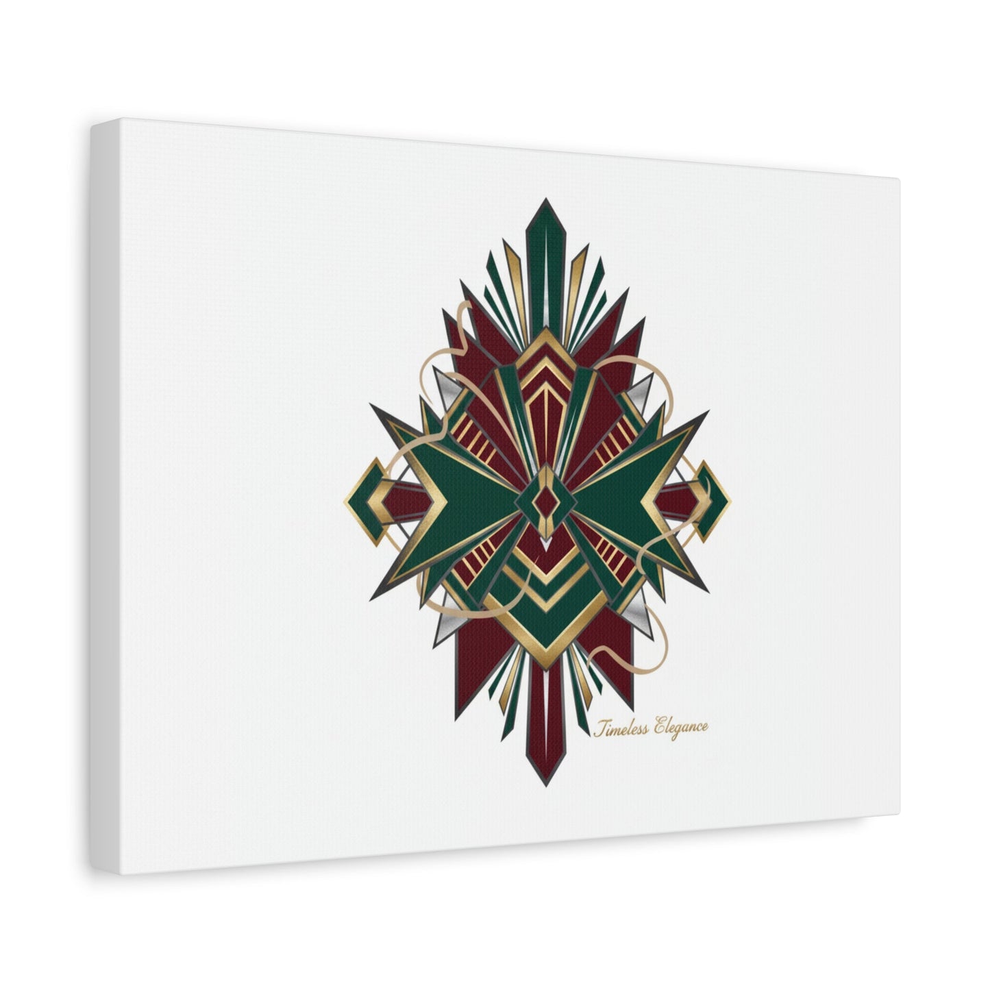 Art Deco geometric brass print Canvas | Neo-Deco chrome & gold fan motif