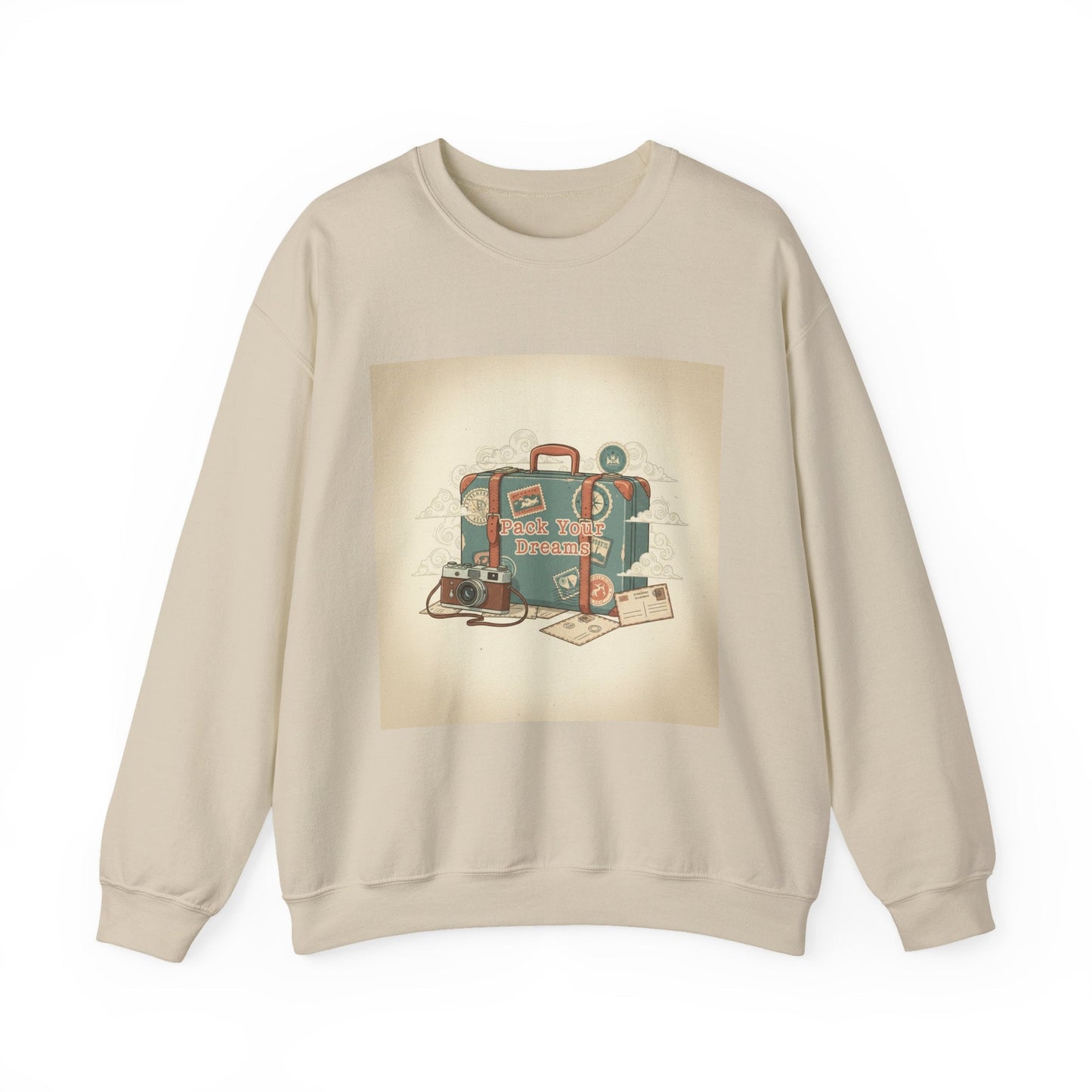 Vintage Passport Stamp Luggage Crewneck Sweatshirt | retro travel postcard, wanderlust design