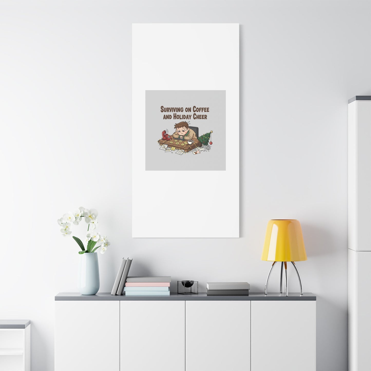 Surviving on Coffee and Holiday Cheer Canvas | Holiday Burnout, Festive But Tired