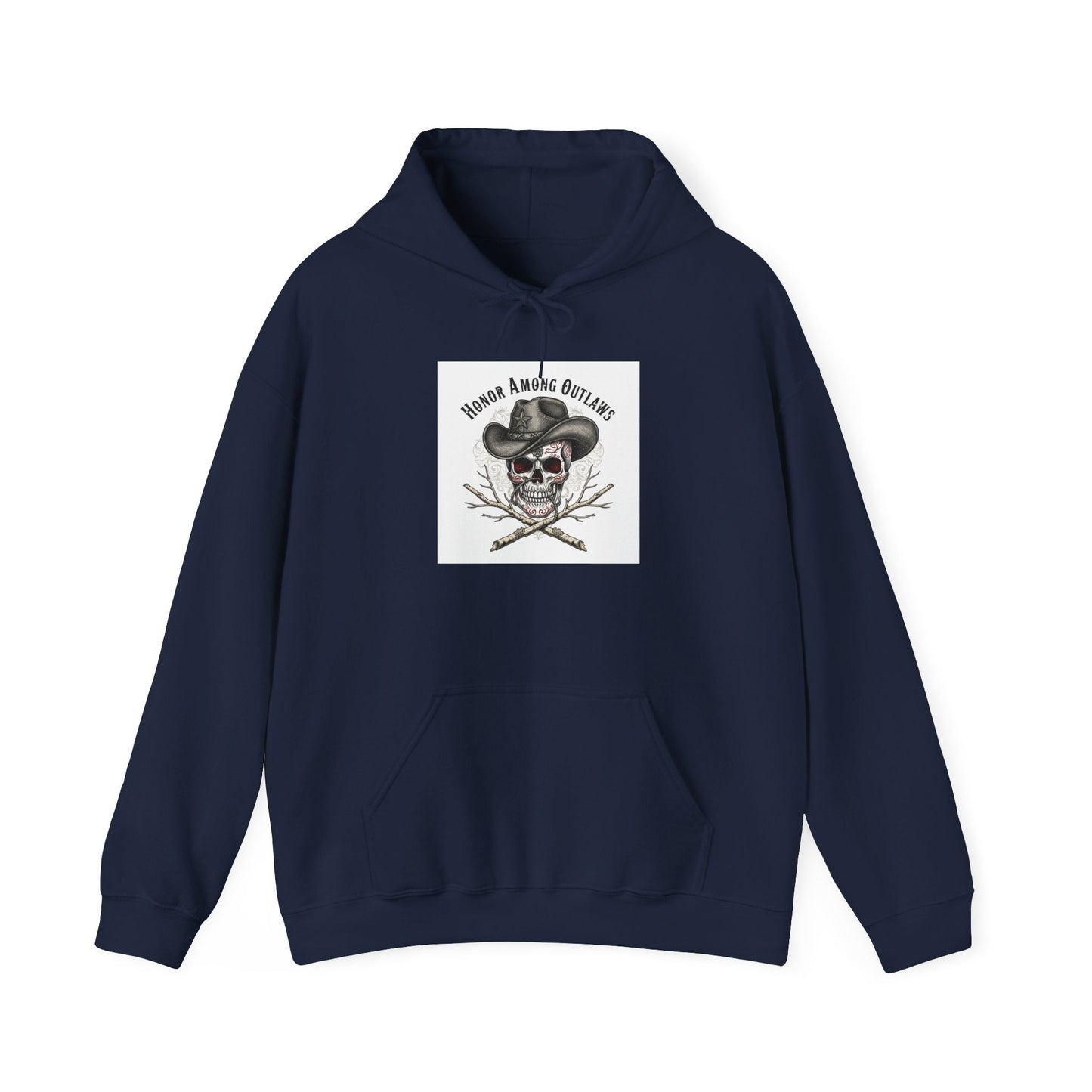 Western Skull Art Hoodie | gothic Americana, desert noir design