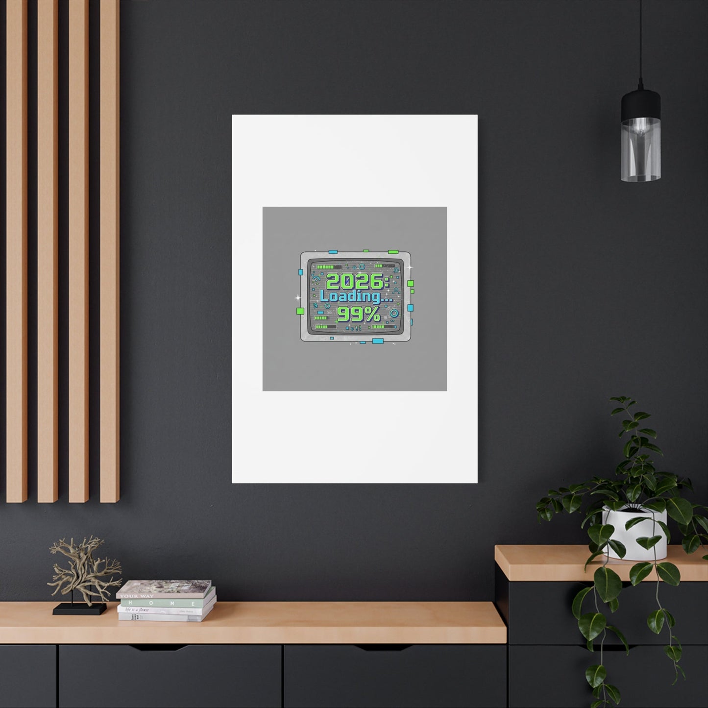 2026 Loading 99% Canvas | NYE countdown, retro system interface